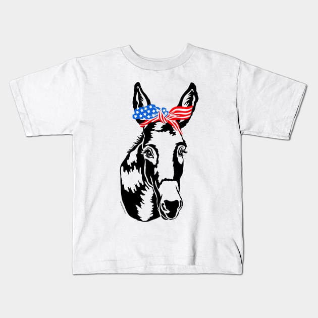 Patriotic Donkey Democrat American Flag Democratic Party Kids T-Shirt by DoubleBrush